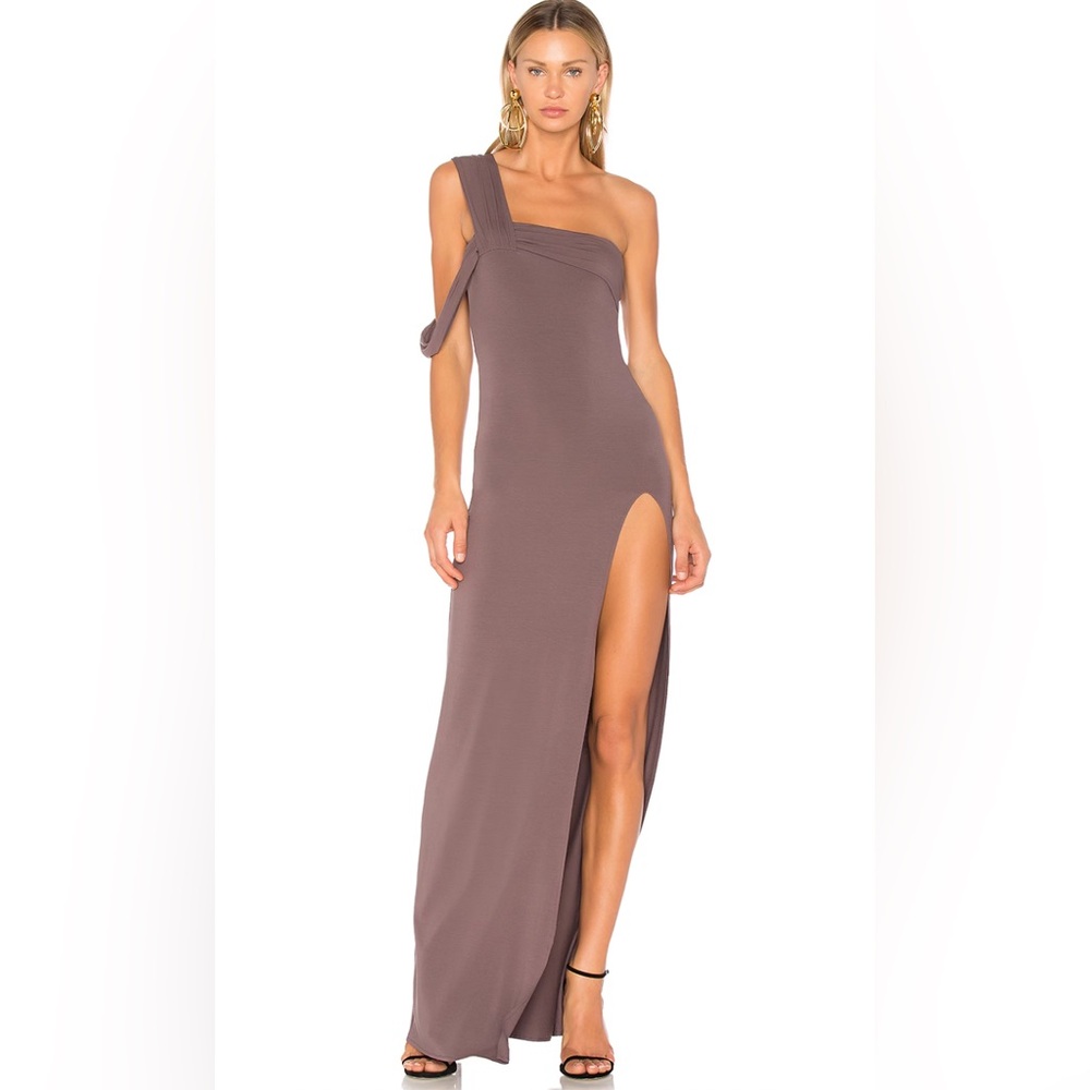 Baja East XS 00 y2k style One Shoulder Maxi Dress Grey Embassy Designer Bodycon